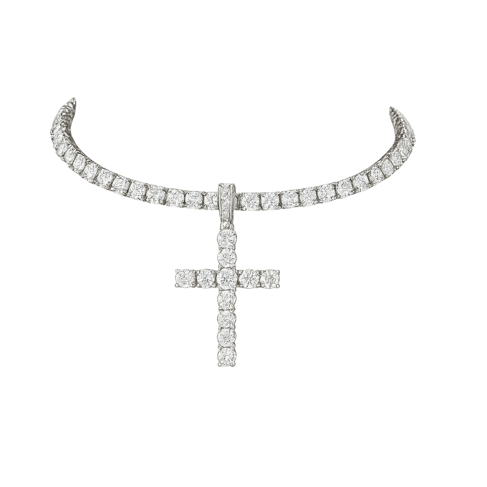 4MM Tennis Chain & Iced Cross Pendant