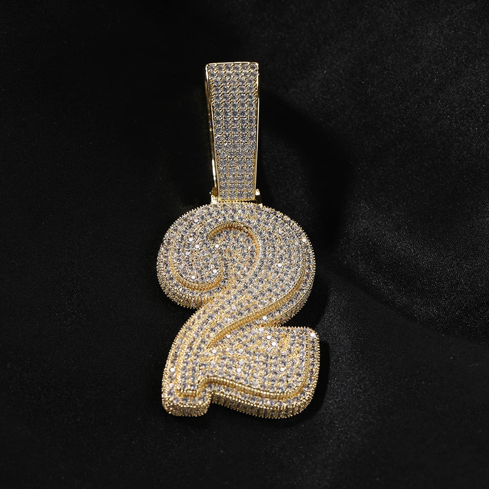 Custom Iced Number Pendant & Rope Chain