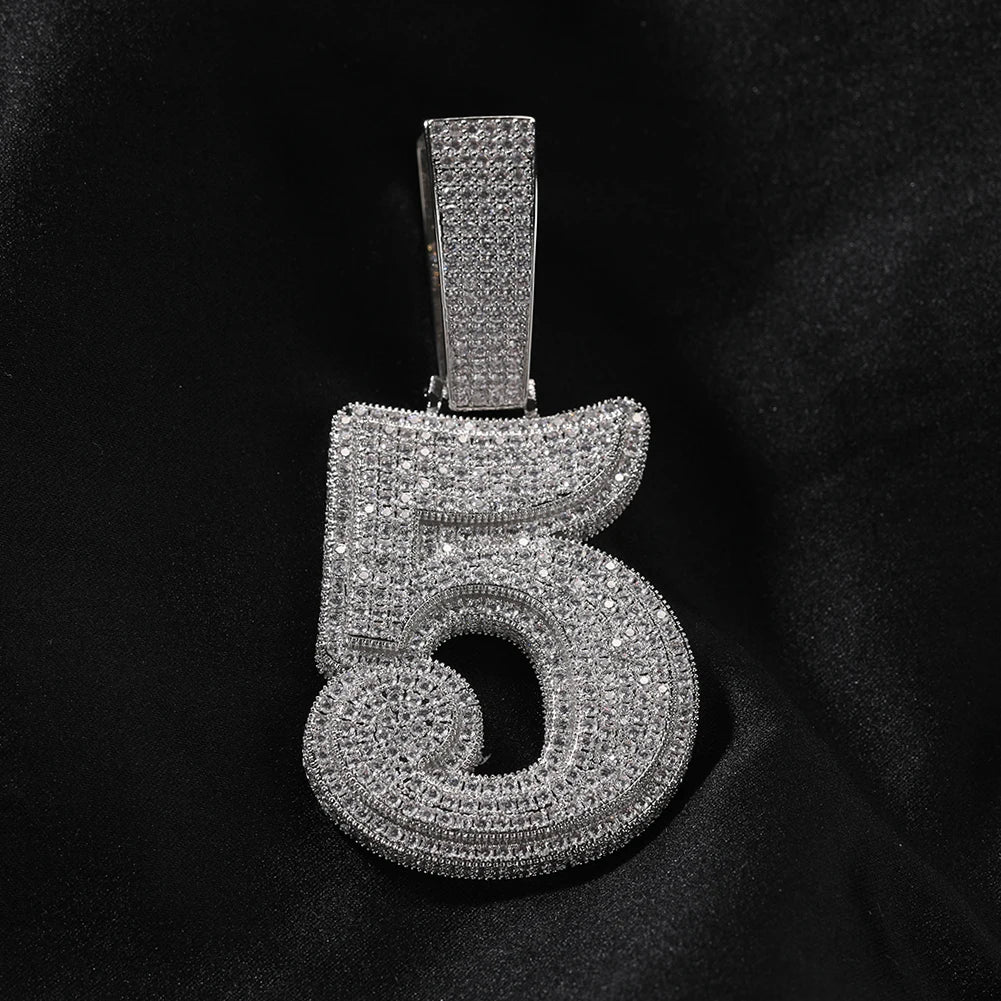 Custom Iced Number Pendant & Rope Chain