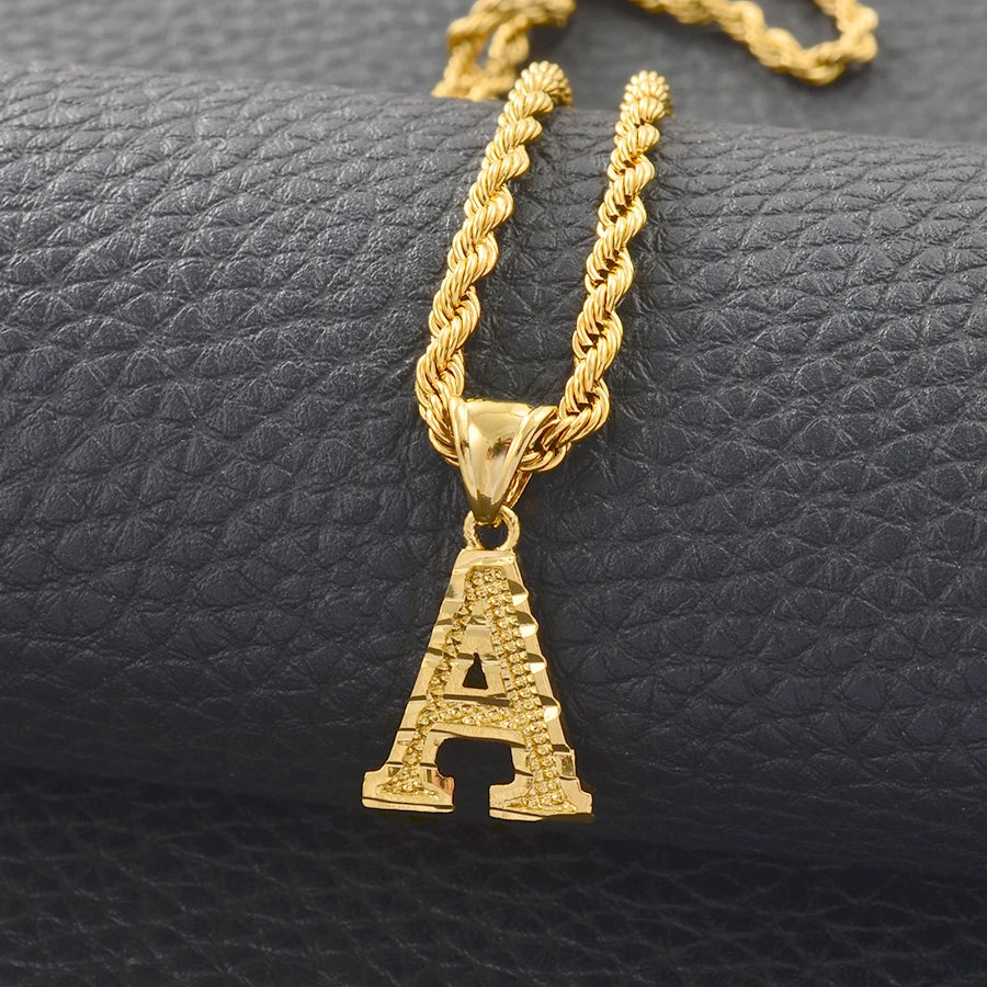 Gold Rope Chain & Custom Letter Pendant
