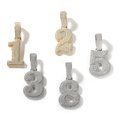Custom Iced Number Pendant & Rope Chain