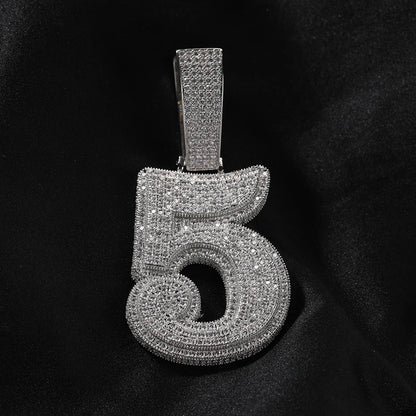 Custom Iced Number Pendant & Rope Chain