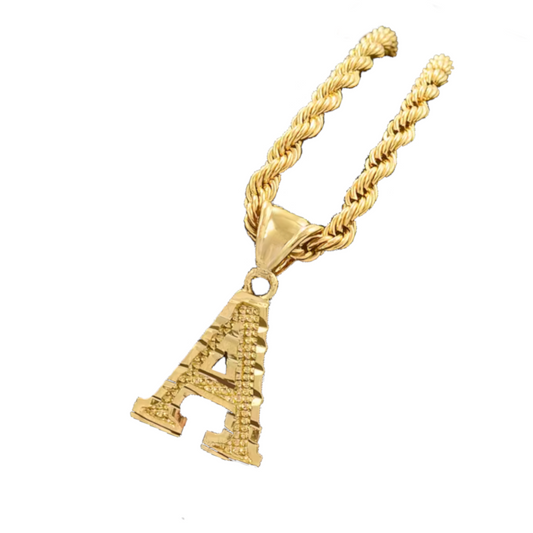 Gold Rope Chain & Custom Letter Pendant