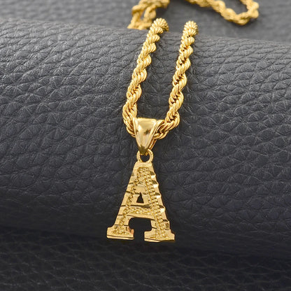 Gold Rope Chain & Custom Letter Pendant